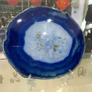 Large Blue Agate Slice Geode Crystal