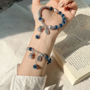 925 Silver Blue Agate Bracelet