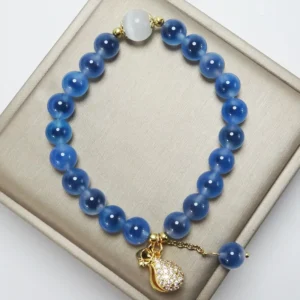 Natural Blue Agate Crystal Bracelet Women